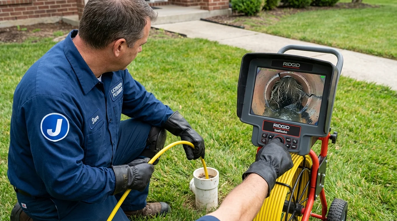 Sewer camera inspection being performed by Johns Plumbing LLC in Spring Hill