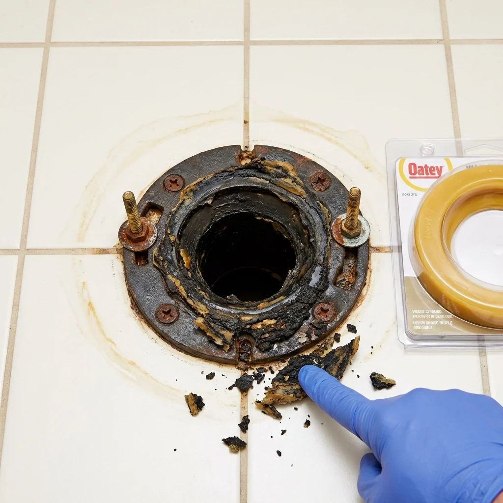 Failed wax ring showing water seepage at the base of a toilet in a Spring Hill, TN home
